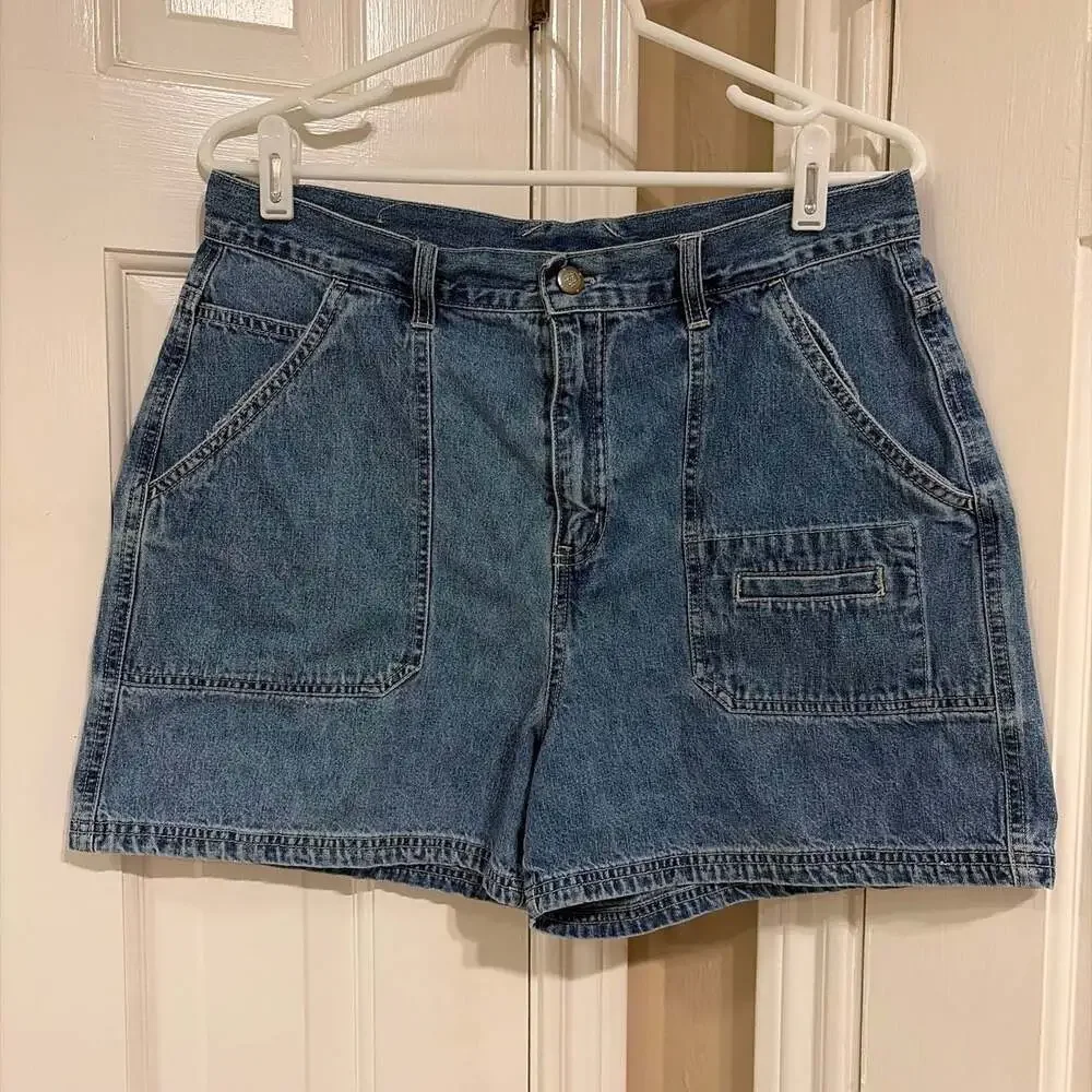 Bill Blass Vintage Y2K Denim Cargo Shorts Women's Size 12 Blue Jean High Rise